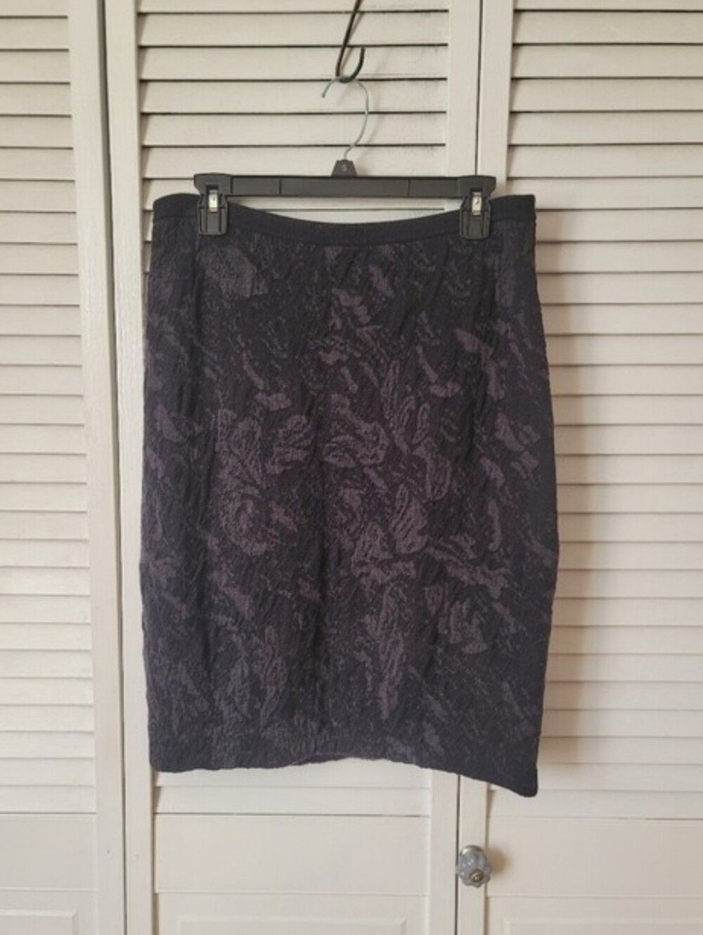 EILEEN FISHER Italian Wool Blend Jacquard Pull On Skirt, Size M